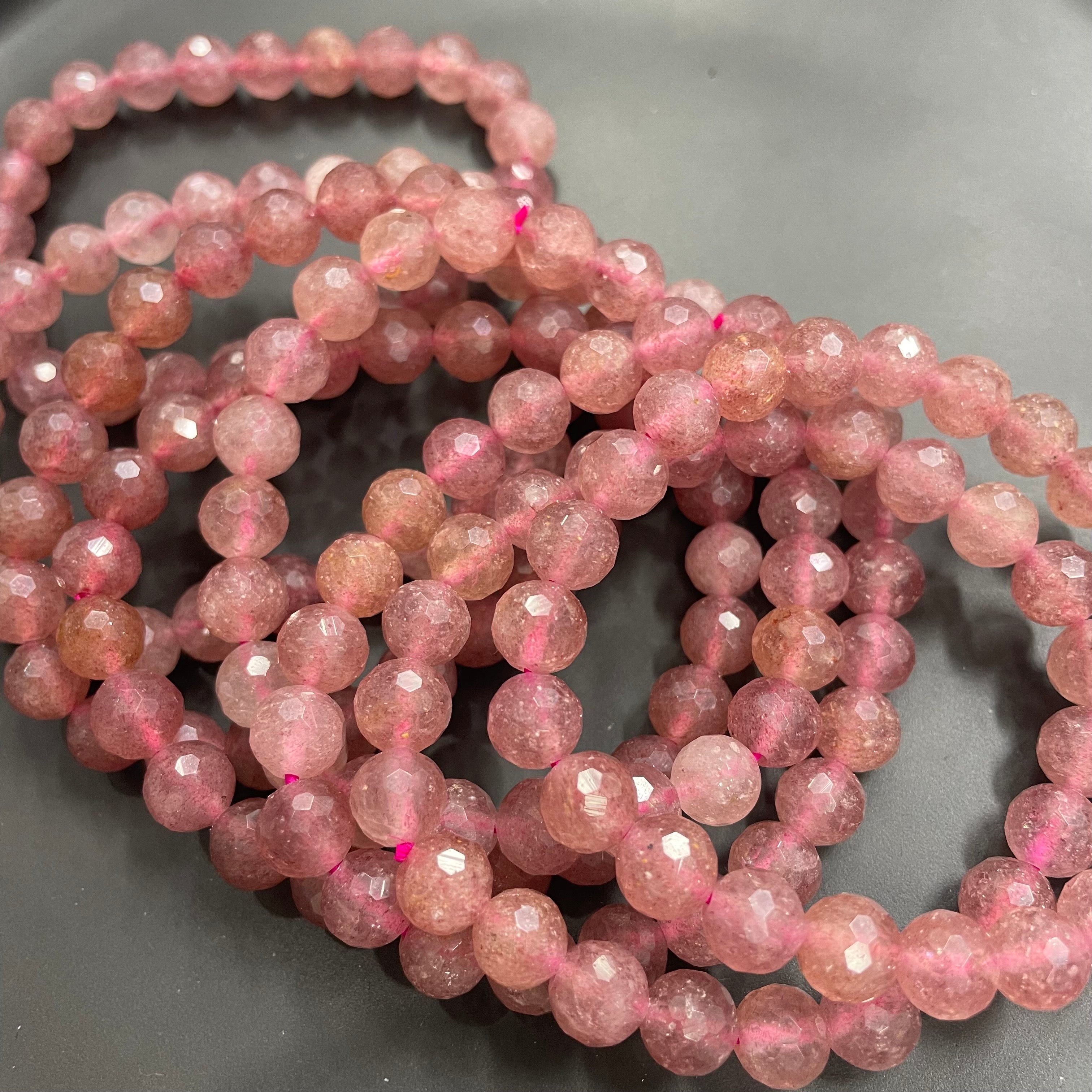 8mm Faceted Strawberry Quartz Bracelets