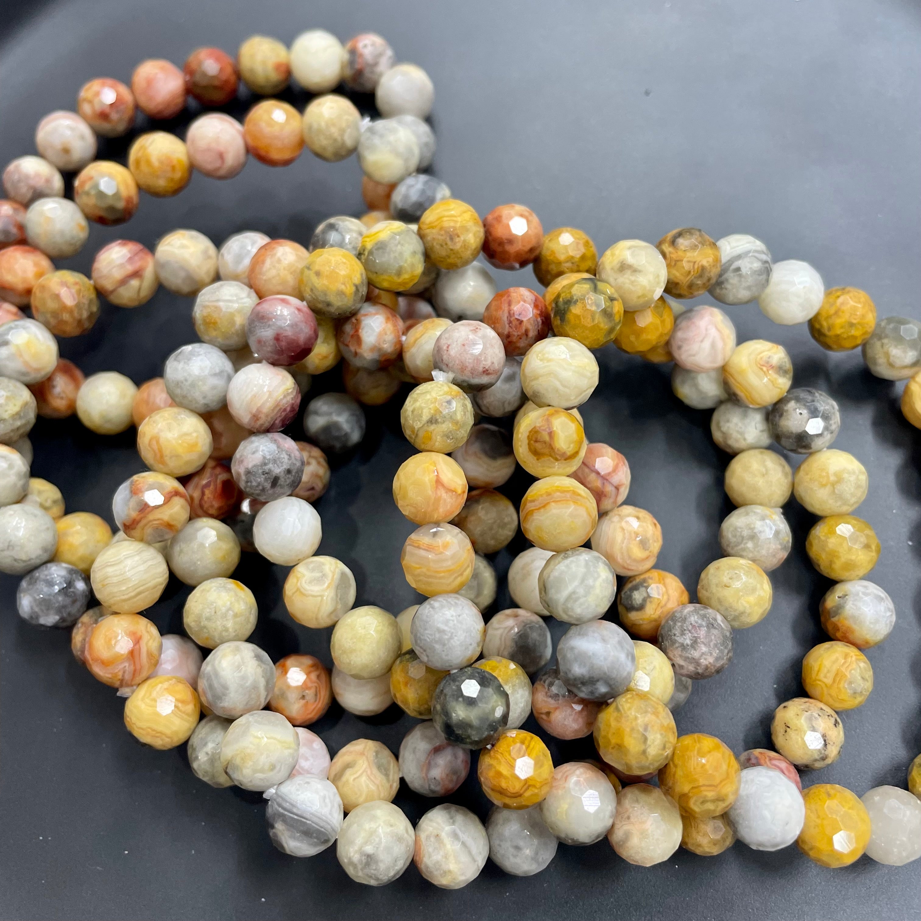 8mm Faceted Crazy Agate Bracelets