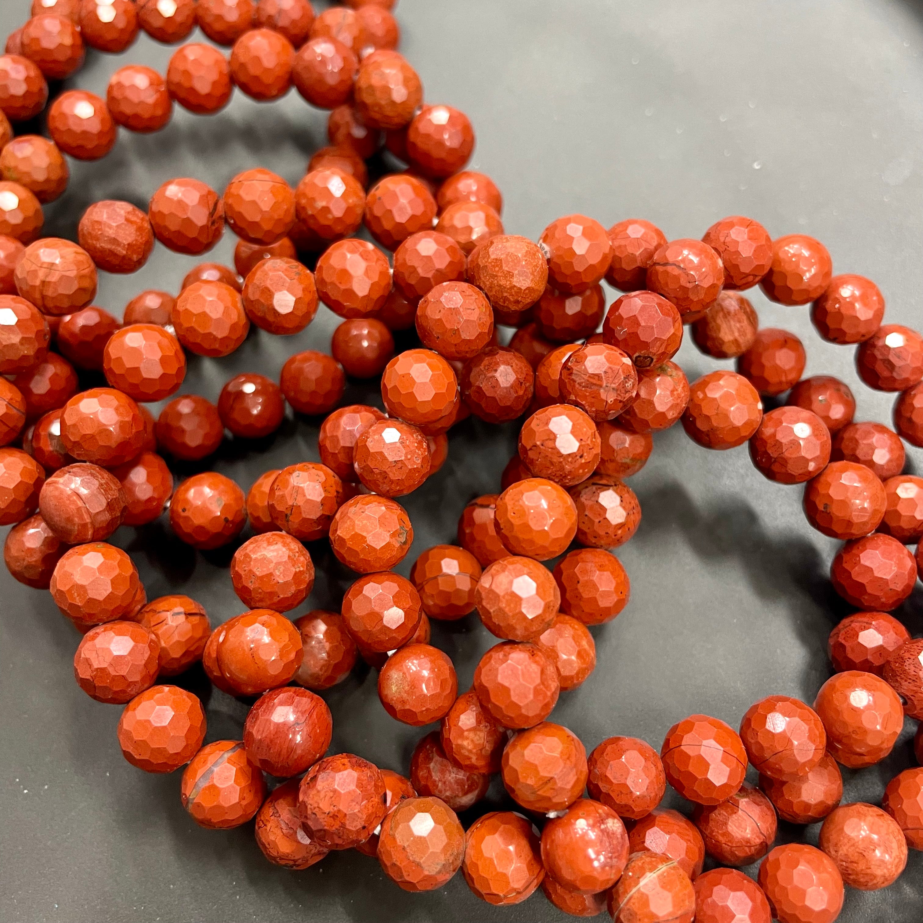 8mm Faceted Red Jasper Bracelets