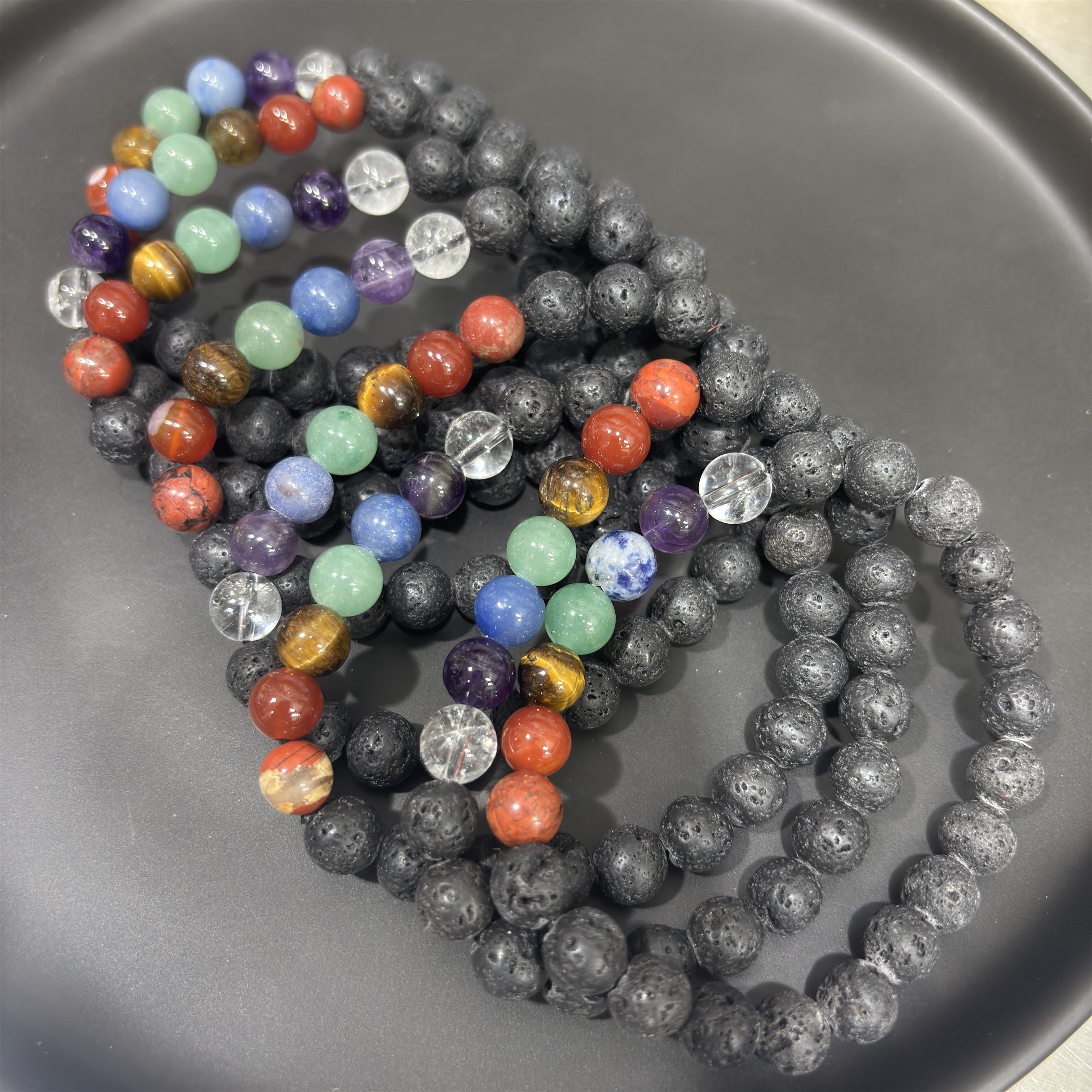 Lava Stone Chakra Bracelets