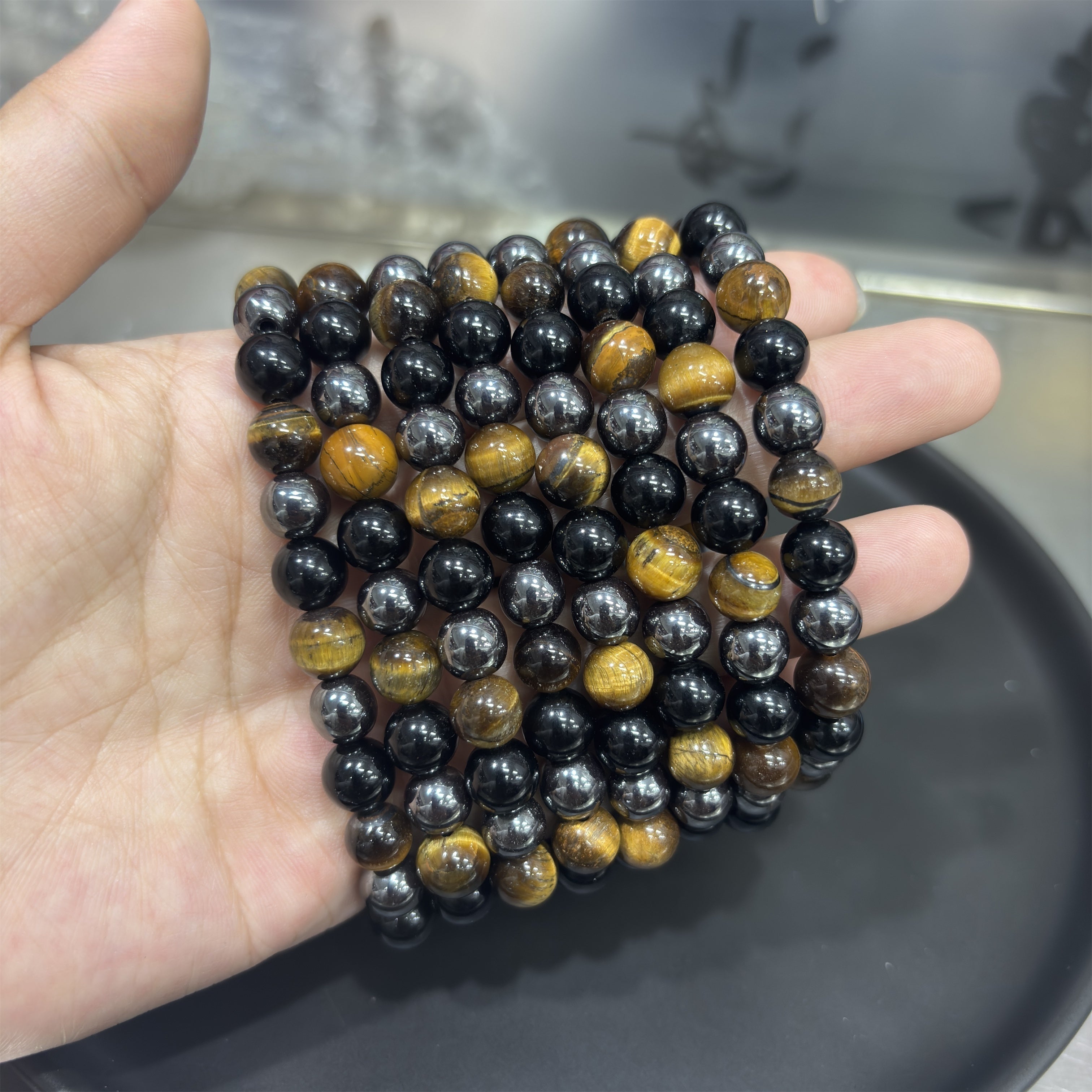 8mm Hematite Obsidian Tiger Eye Bracelets