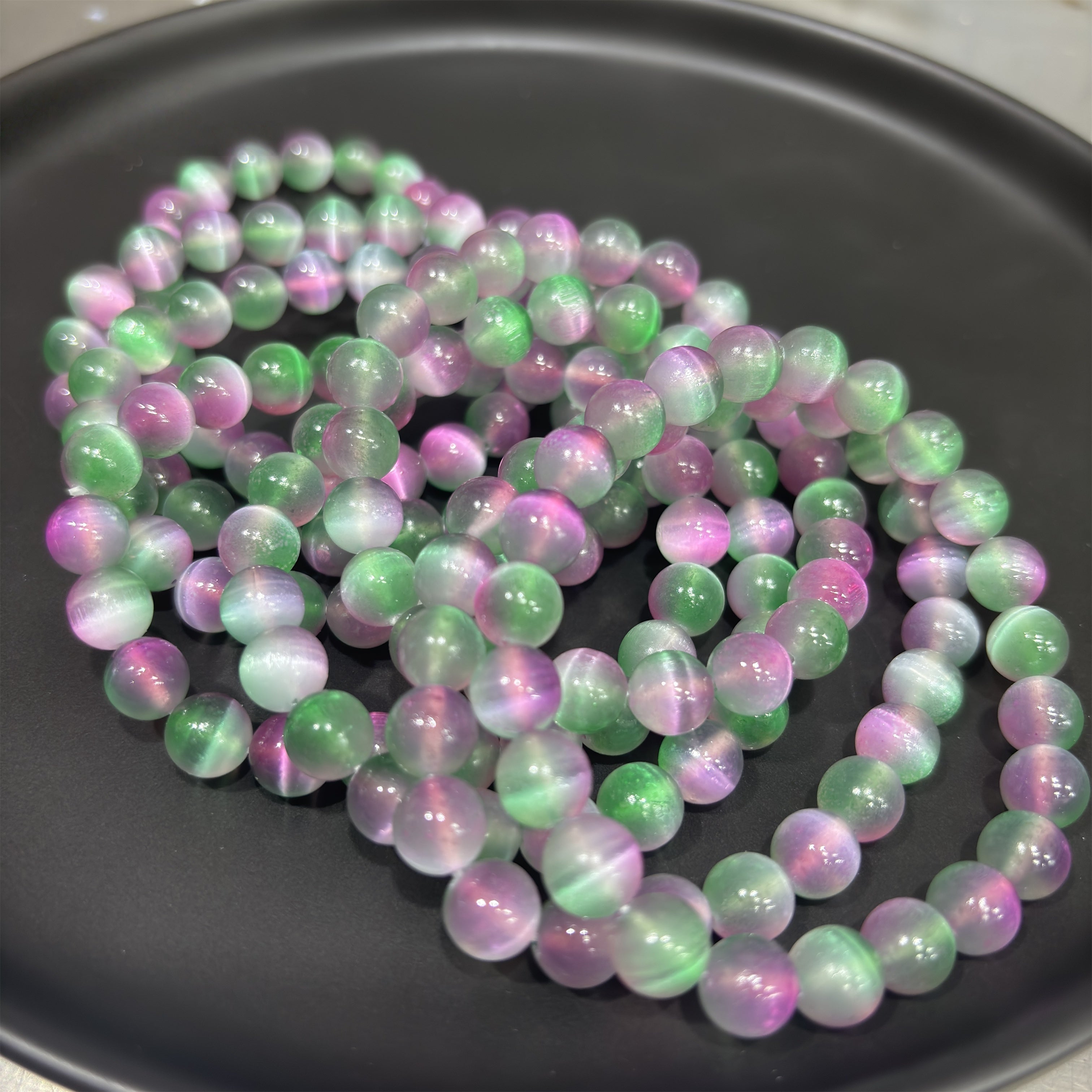 Pink Green Selenite Bracelets(dyed)