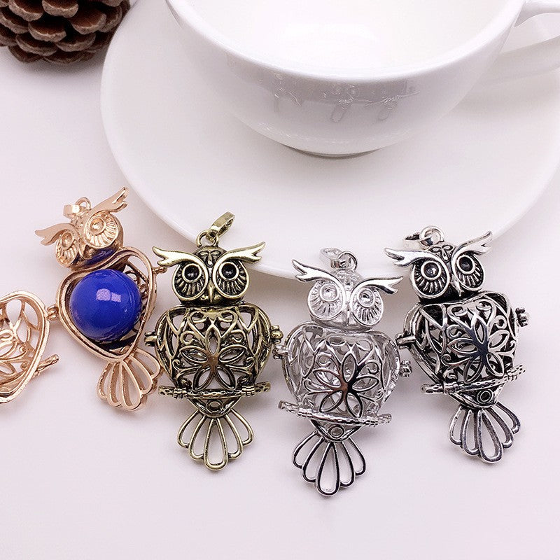 Owl Metal Sphere Holder Necklace Perfume Pendant