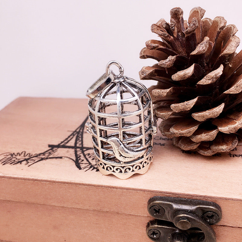 Bird Cage Metal Sphere Holder Necklace Perfume Pendant