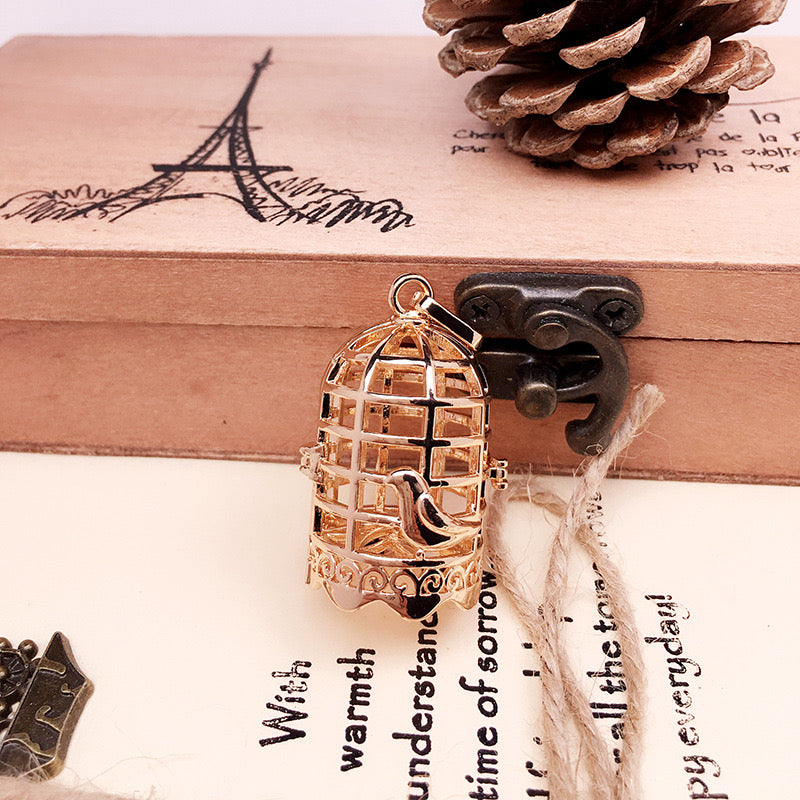 Bird Cage Metal Sphere Holder Necklace Perfume Pendant