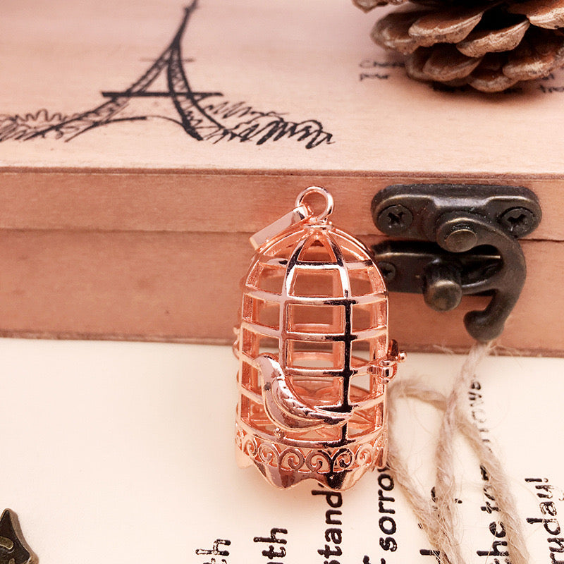 Bird Cage Metal Sphere Holder Necklace Perfume Pendant