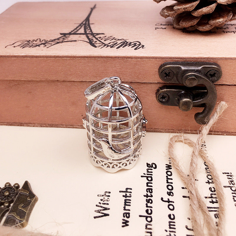 Bird Cage Metal Sphere Holder Necklace Perfume Pendant