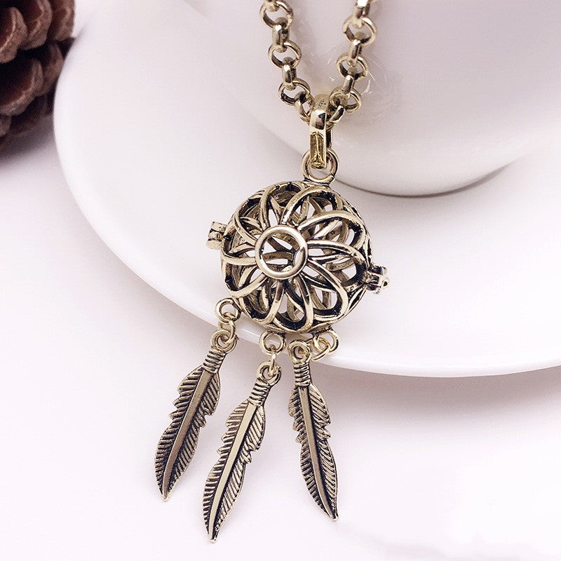 Bird Cage Metal Sphere Holder Necklace Perfume Pendant