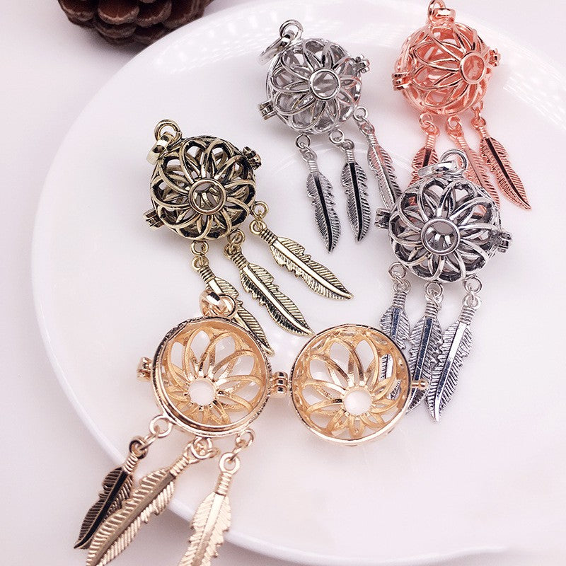 Dream Catcher Metal Sphere Holder Necklace Perfume Pendant
