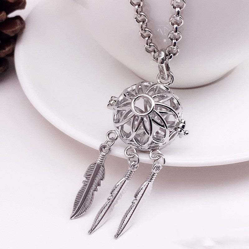 Dream Catcher Metal Sphere Holder Necklace Perfume Pendant