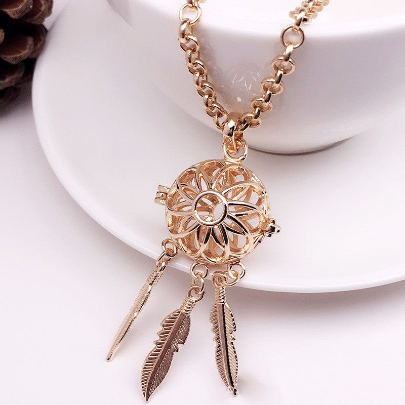 Bird Cage Metal Sphere Holder Necklace Perfume Pendant