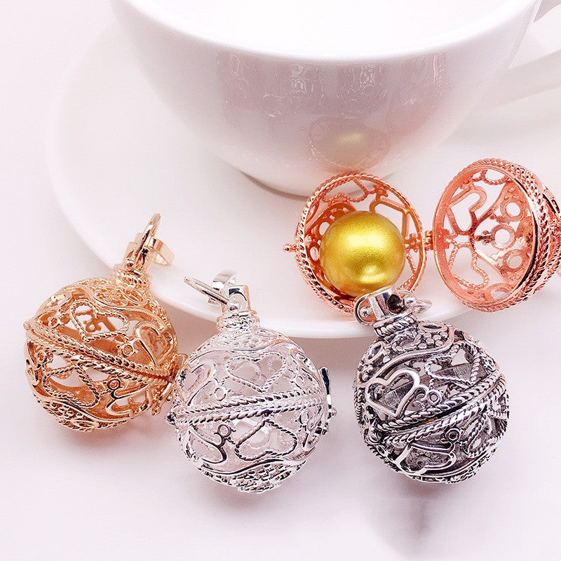 Heart Metal Sphere Holder Necklace Perfume Pendant