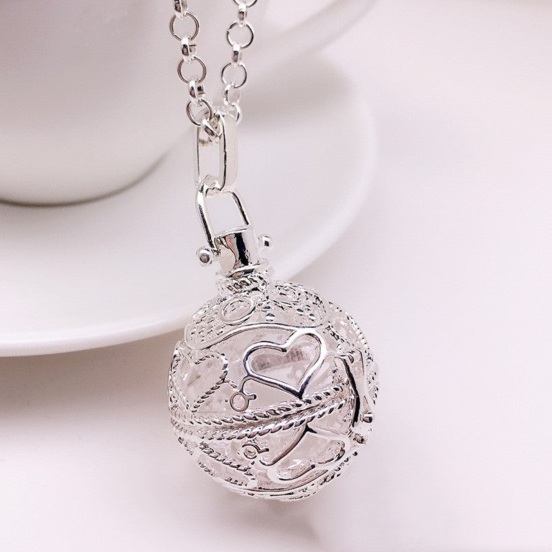 Heart Metal Sphere Holder Necklace Perfume Pendant