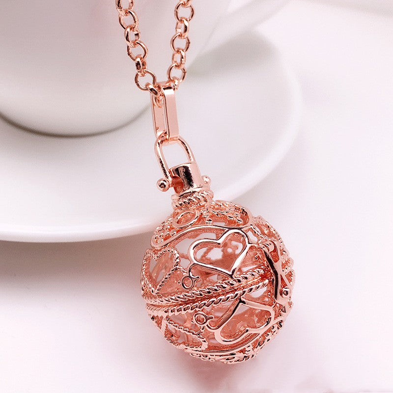 Heart Metal Sphere Holder Necklace Perfume Pendant