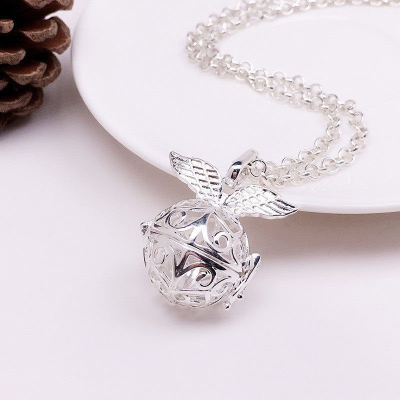 Angel Wing Metal Sphere Holder Necklace Perfume Pendant
