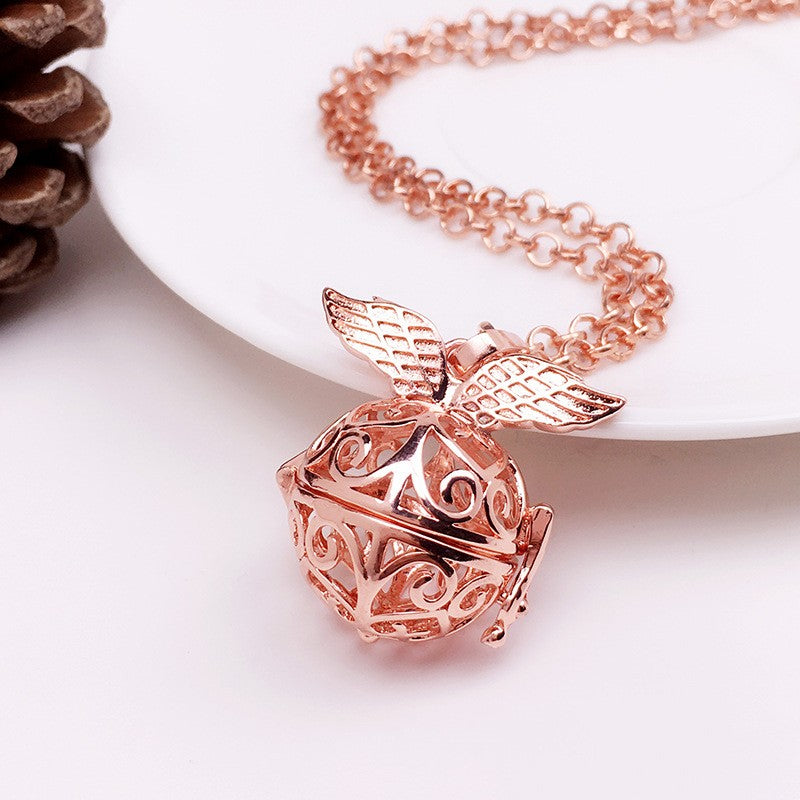Angel Wing Metal Sphere Holder Necklace Perfume Pendant