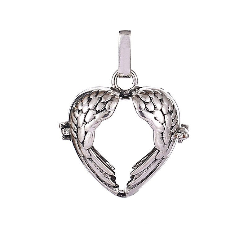 Heart Angel Wing Metal Sphere Holder Necklace Perfume Pendant