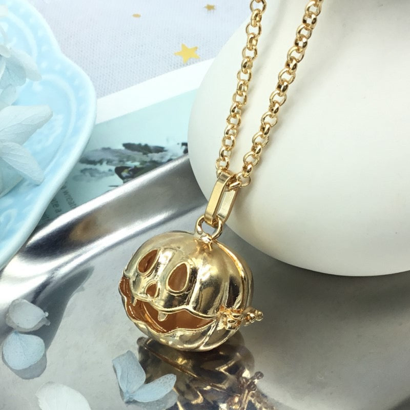 Pumpkin Lantern Metal Sphere Holder Necklace Perfume Pendant