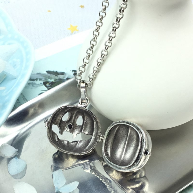 Pumpkin Lantern Metal Sphere Holder Necklace Perfume Pendant
