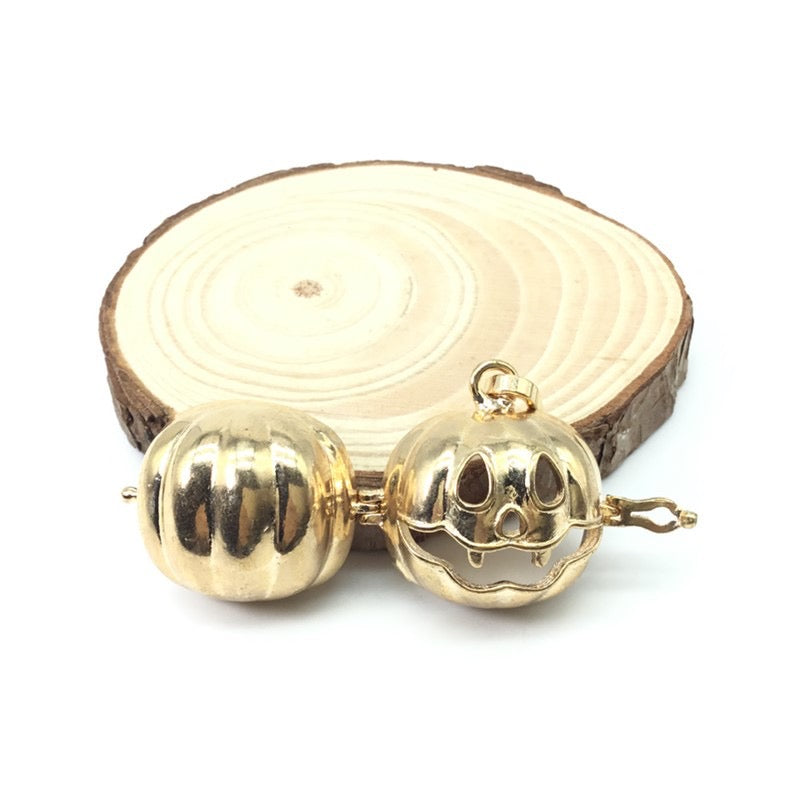 Pumpkin Lantern Metal Sphere Holder Necklace Perfume Pendant
