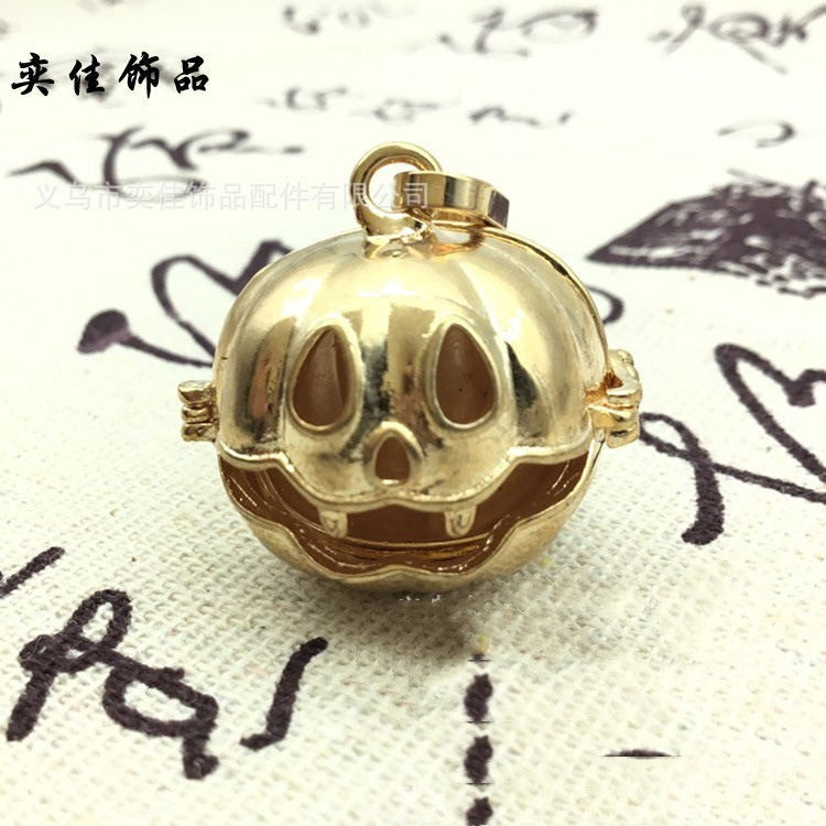 Pumpkin Lantern Metal Sphere Holder Necklace Perfume Pendant