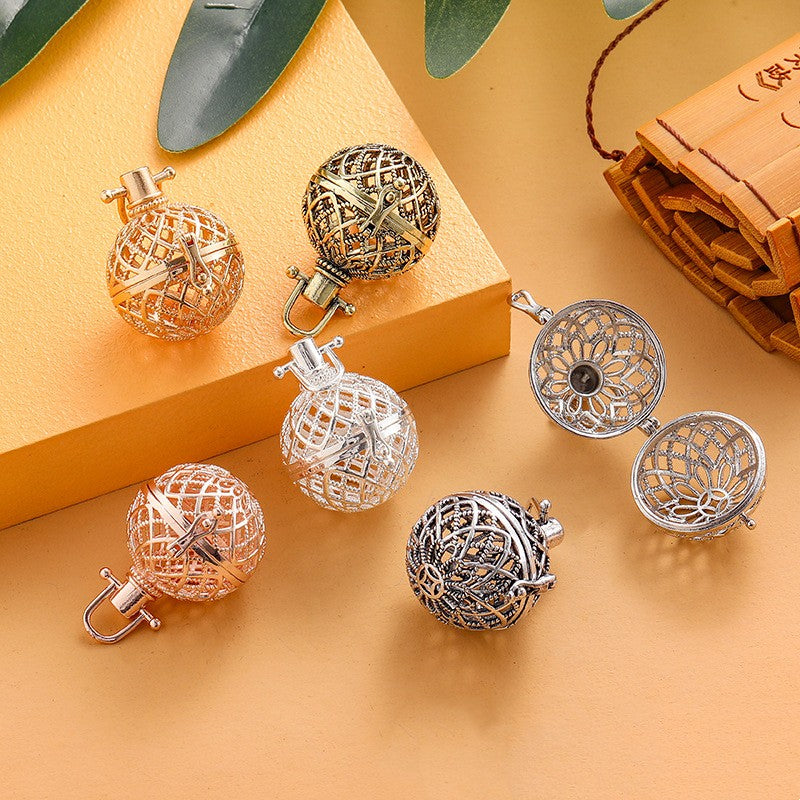 Net Metal Sphere Holder Necklace Perfume Pendant