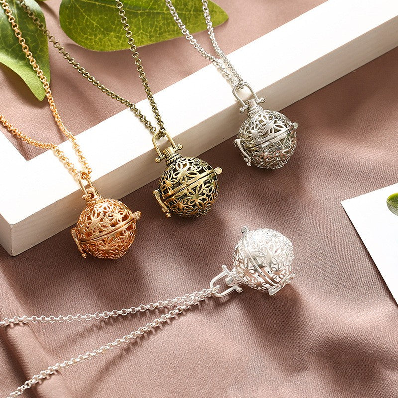 Butterfly Metal Sphere Holder Necklace Perfume Pendant