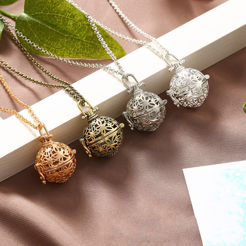 Butterfly Metal Sphere Holder Necklace Perfume Pendant