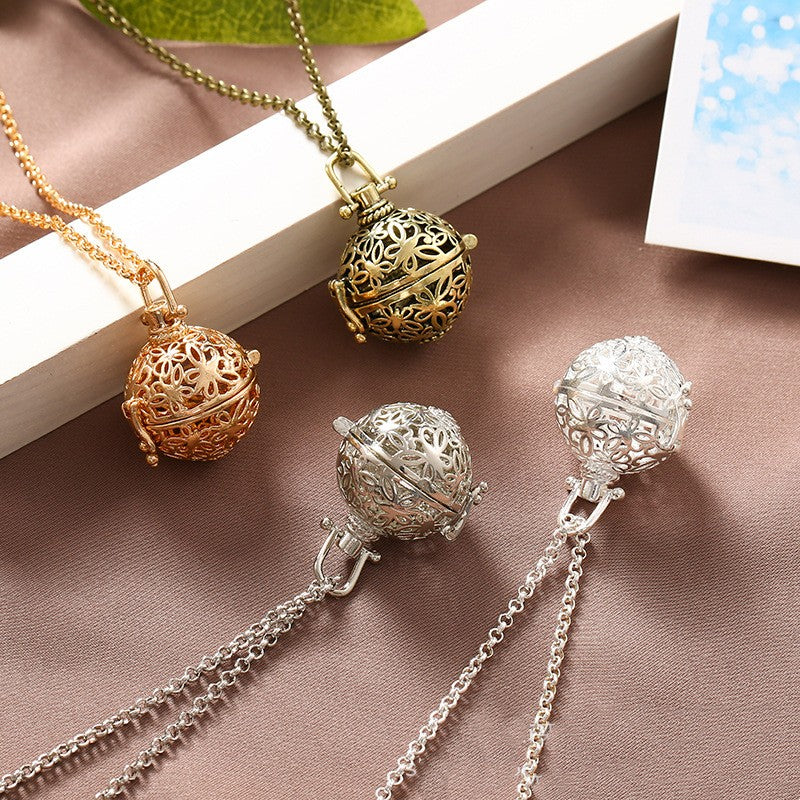 Butterfly Metal Sphere Holder Necklace Perfume Pendant