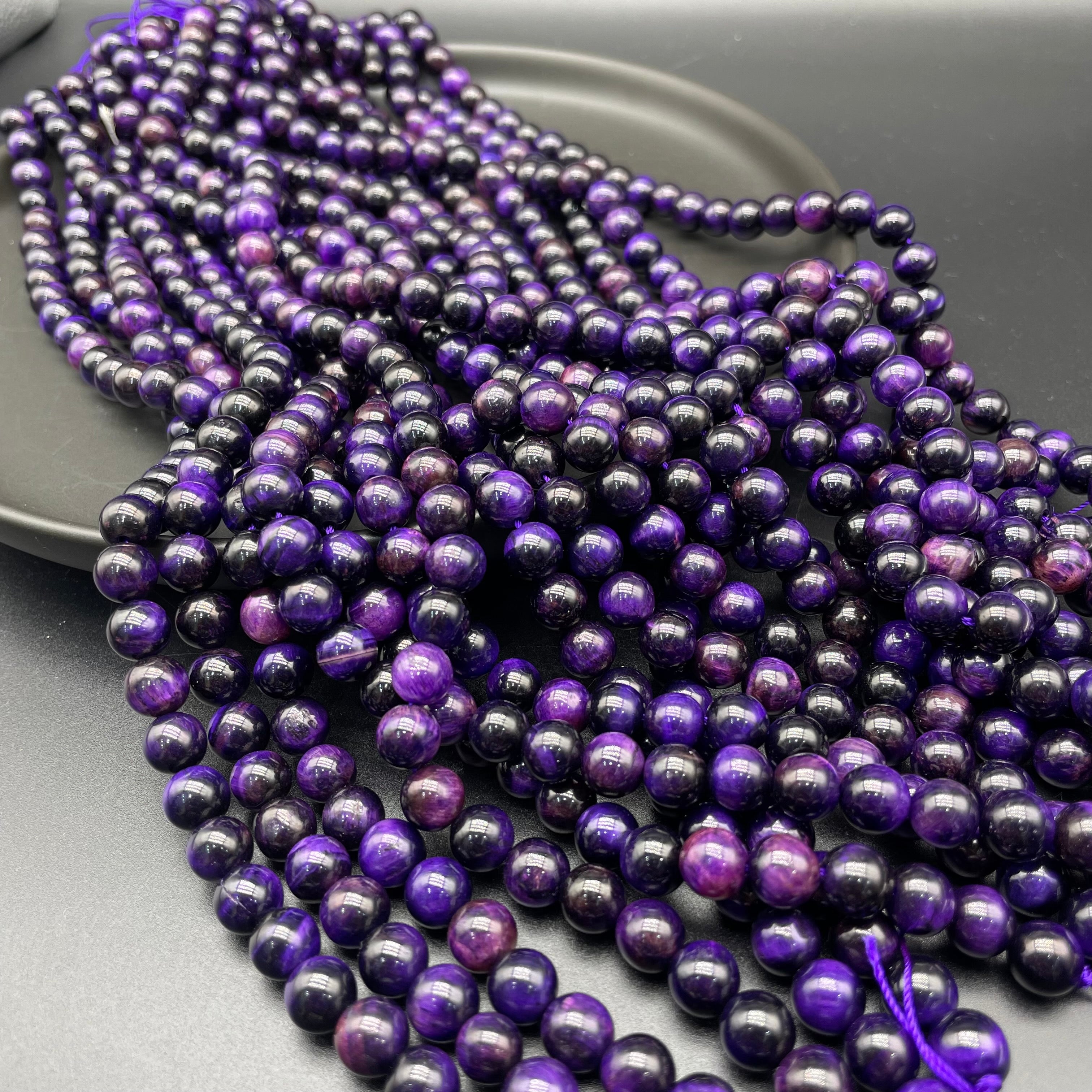 Purple Tiger Eye Beads Strands