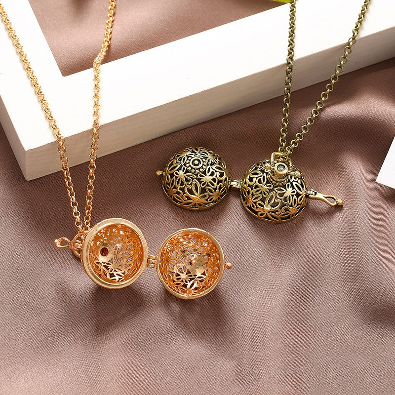 Butterfly Metal Sphere Holder Necklace Perfume Pendant