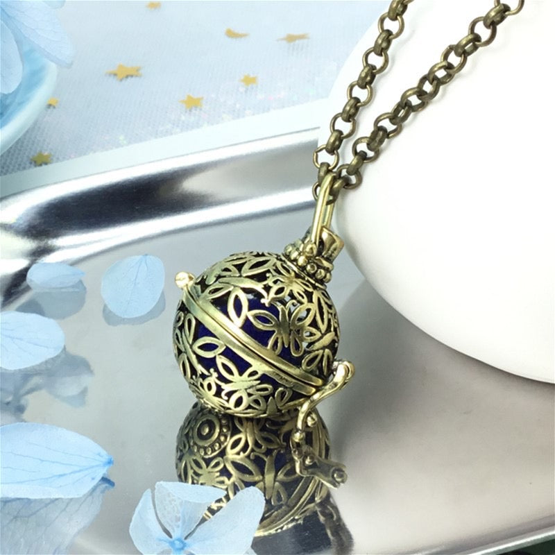 Butterfly Metal Sphere Holder Necklace Perfume Pendant
