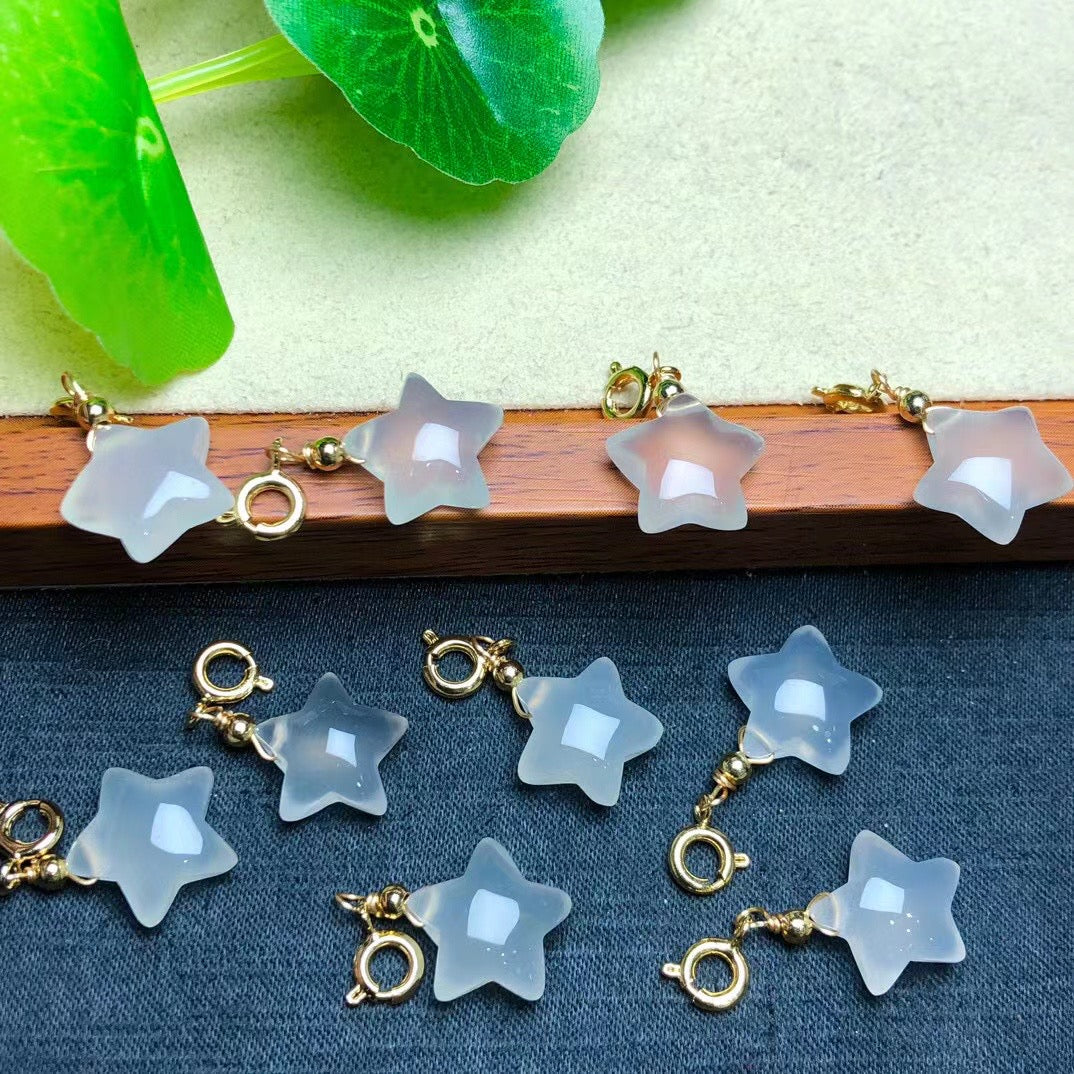 Natural White Agate Star Jewelry Charms