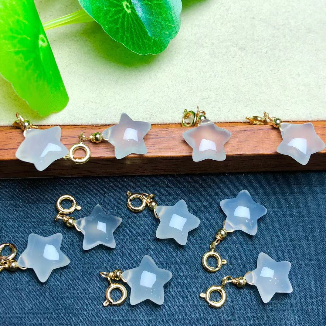 Natural White Agate Star Jewelry Charms