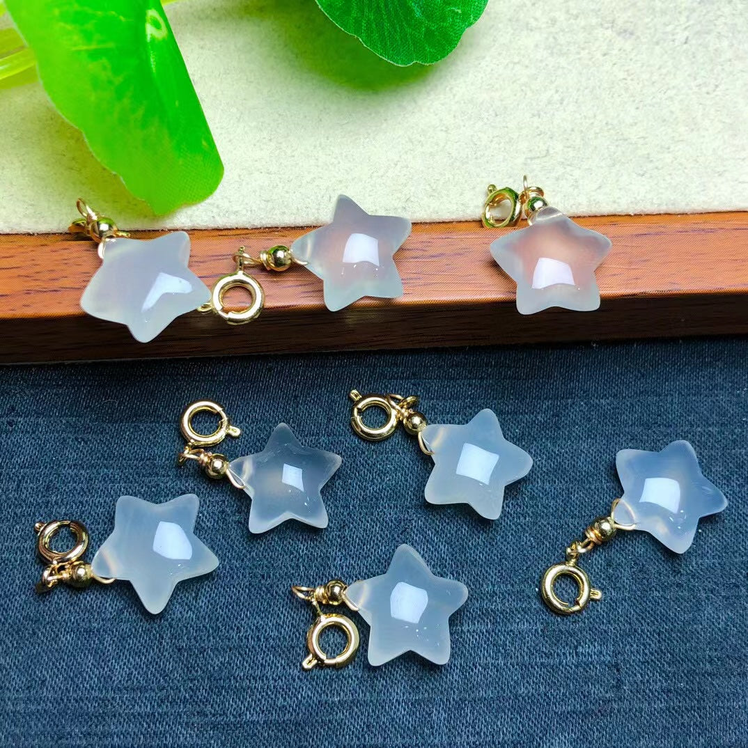 Natural White Agate Star Jewelry Charms
