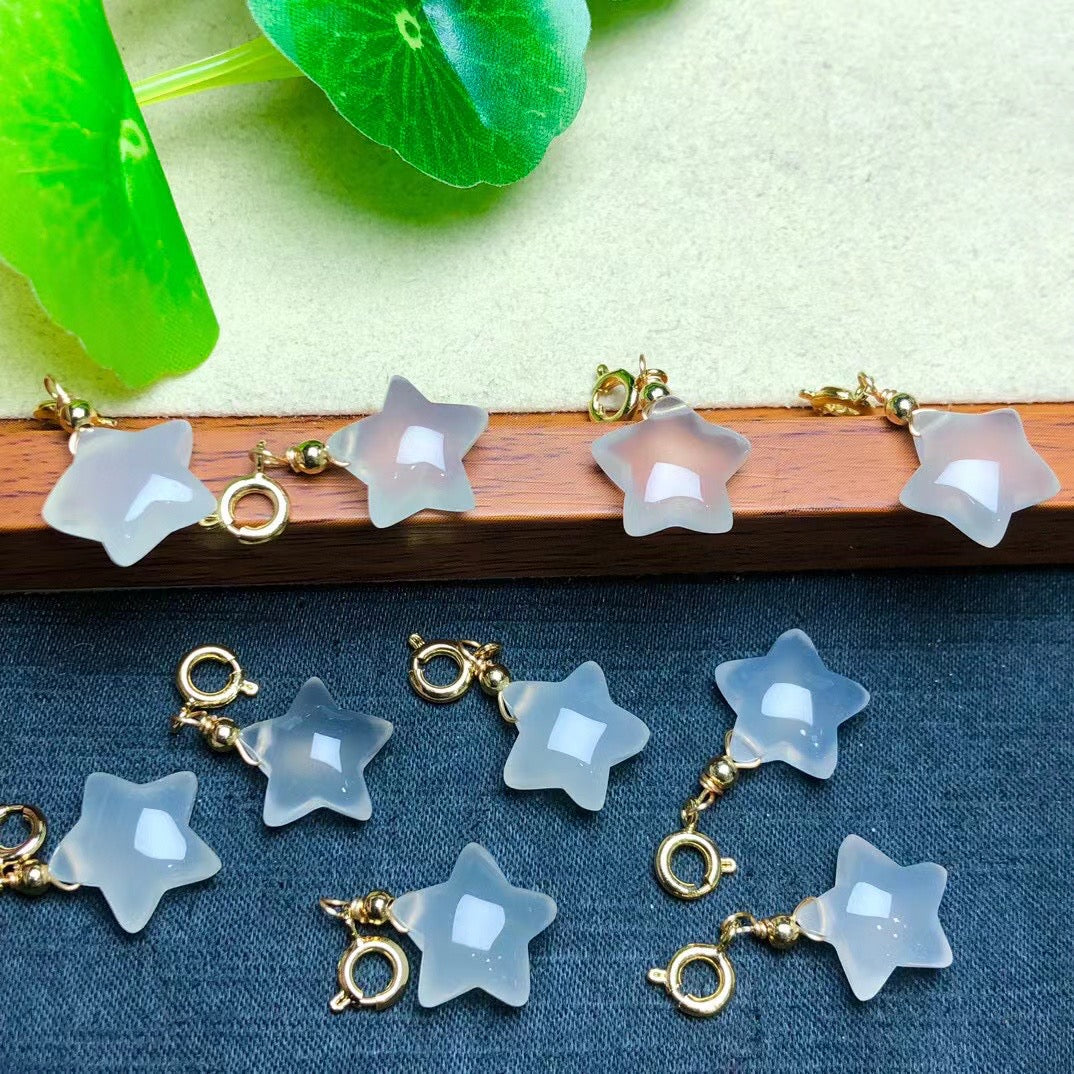 Natural White Agate Star Jewelry Charms