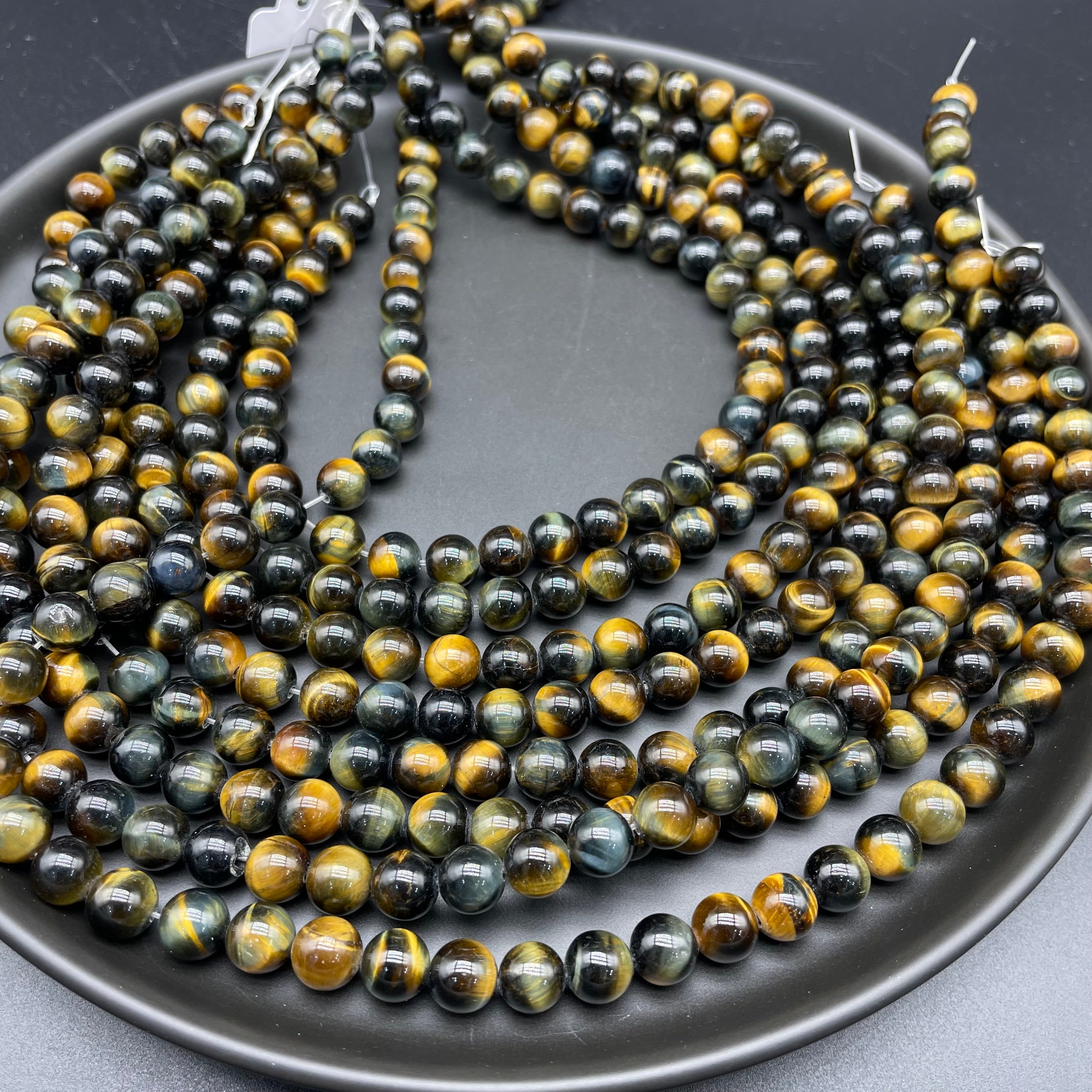 Yellow Blue Tiger Eye Beads Strands