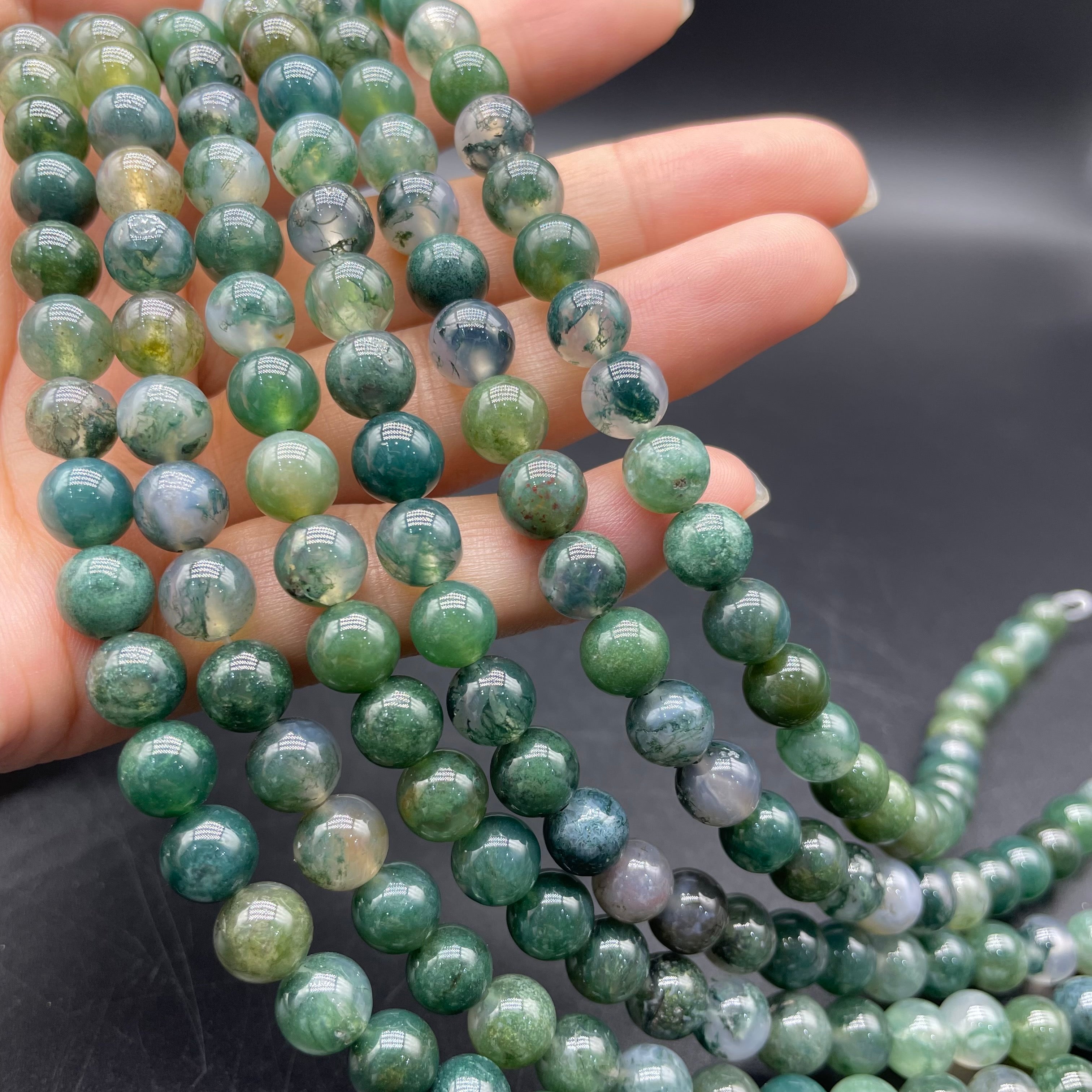 Moss Agate Beads Strands
