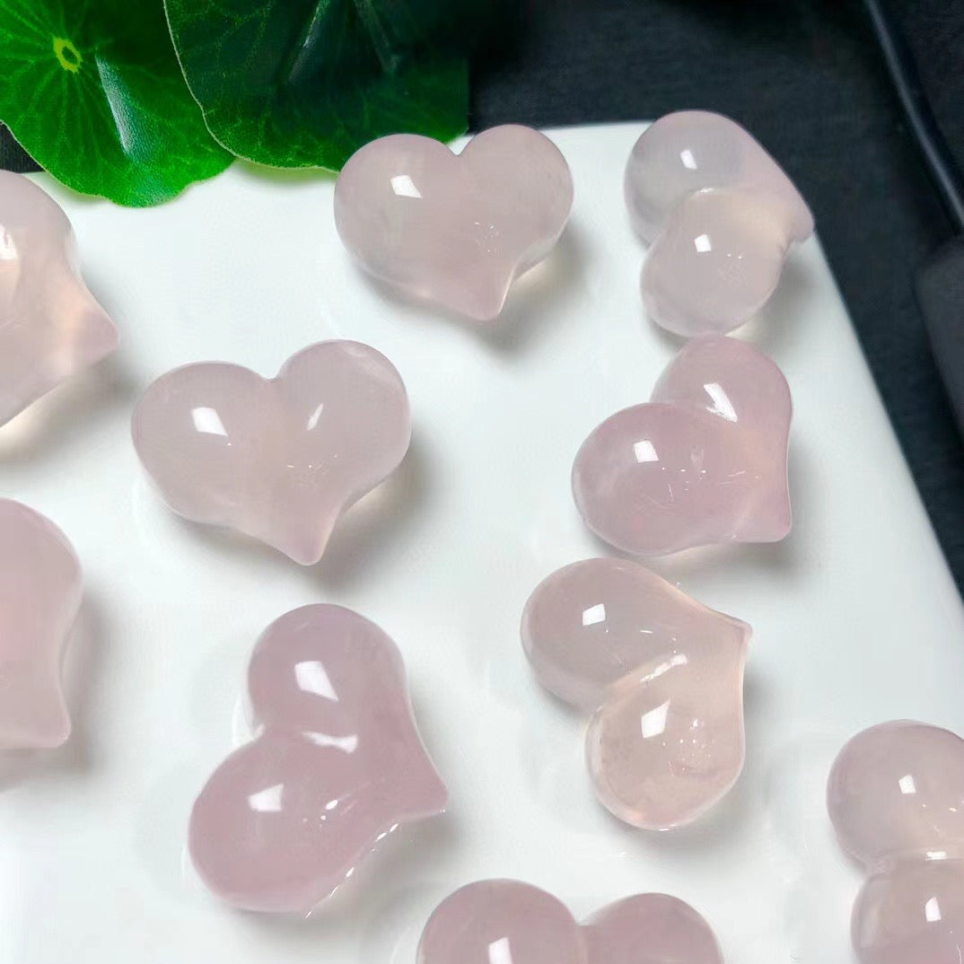 Rose Quartz Puffy Heart Beads