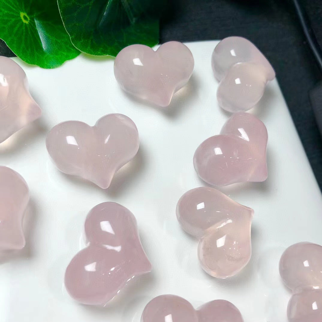 Rose Quartz Puffy Heart Beads