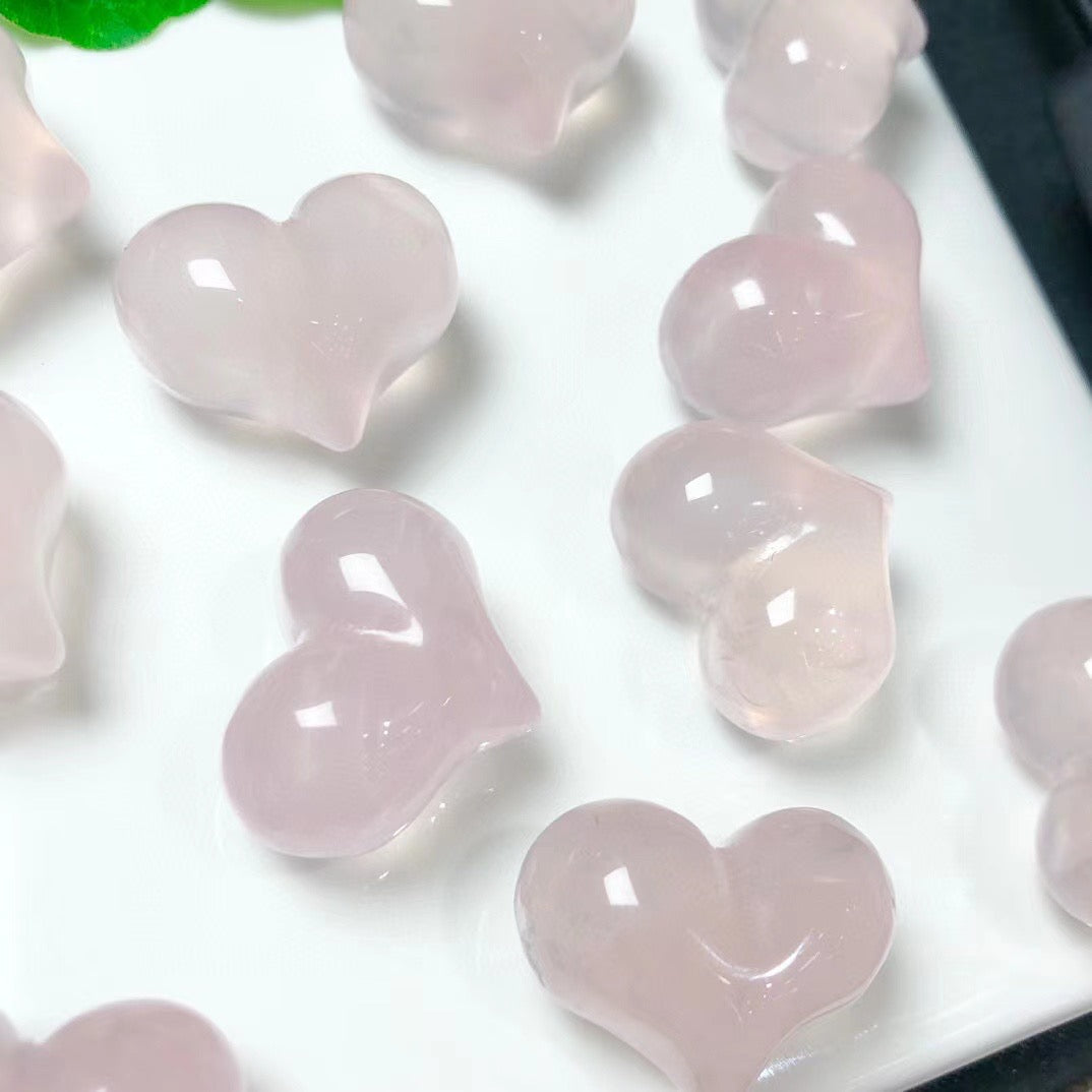 Rose Quartz Puffy Heart Beads