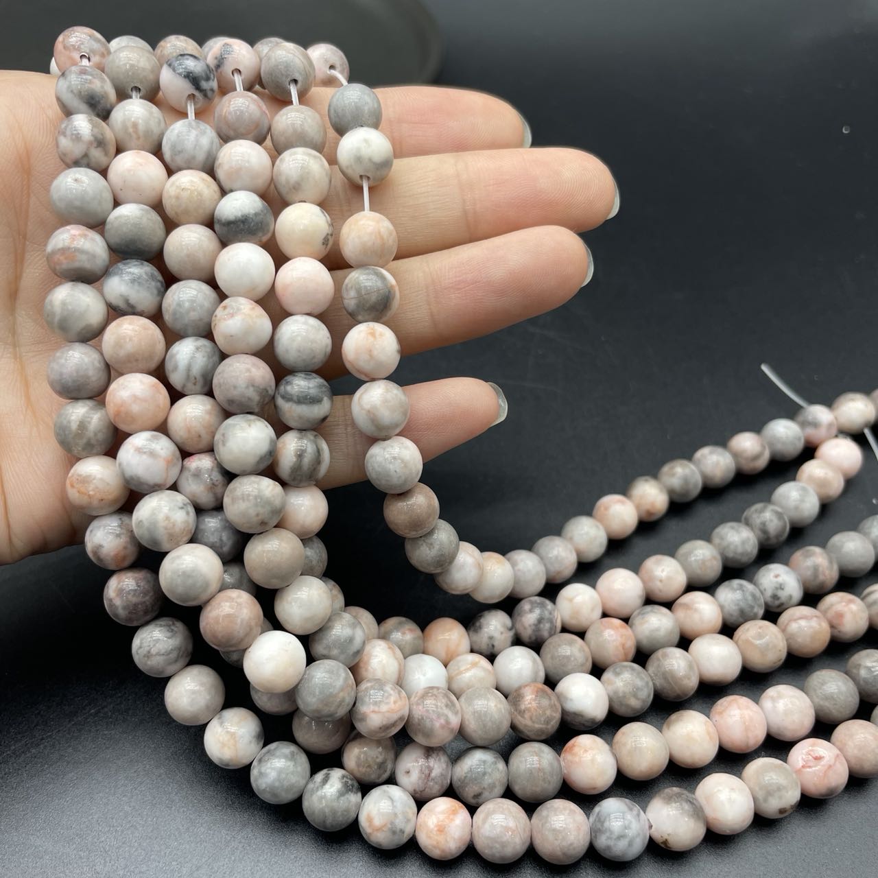 Pink Zebra Stone Beads Strands