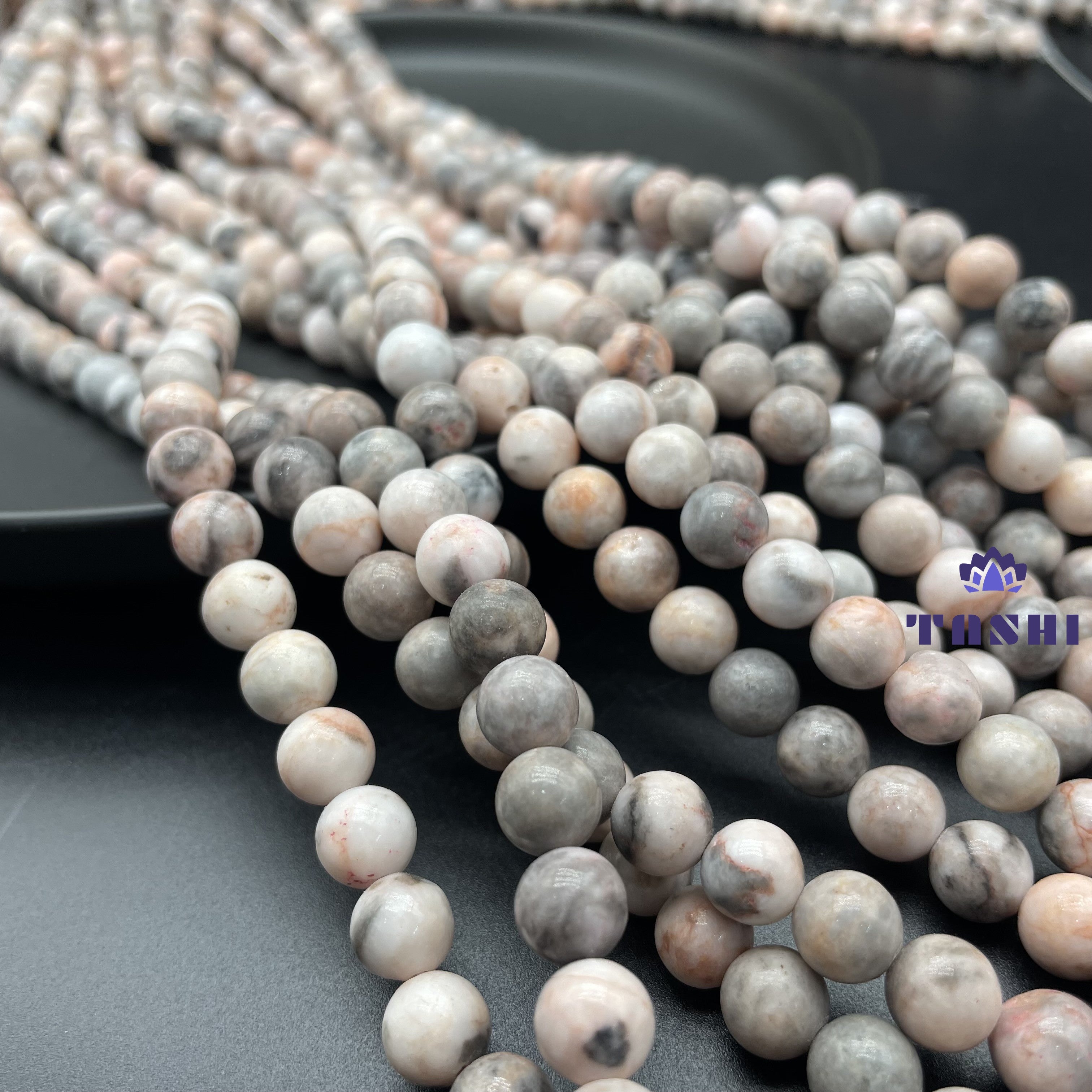 Pink Zebra Stone Beads Strands
