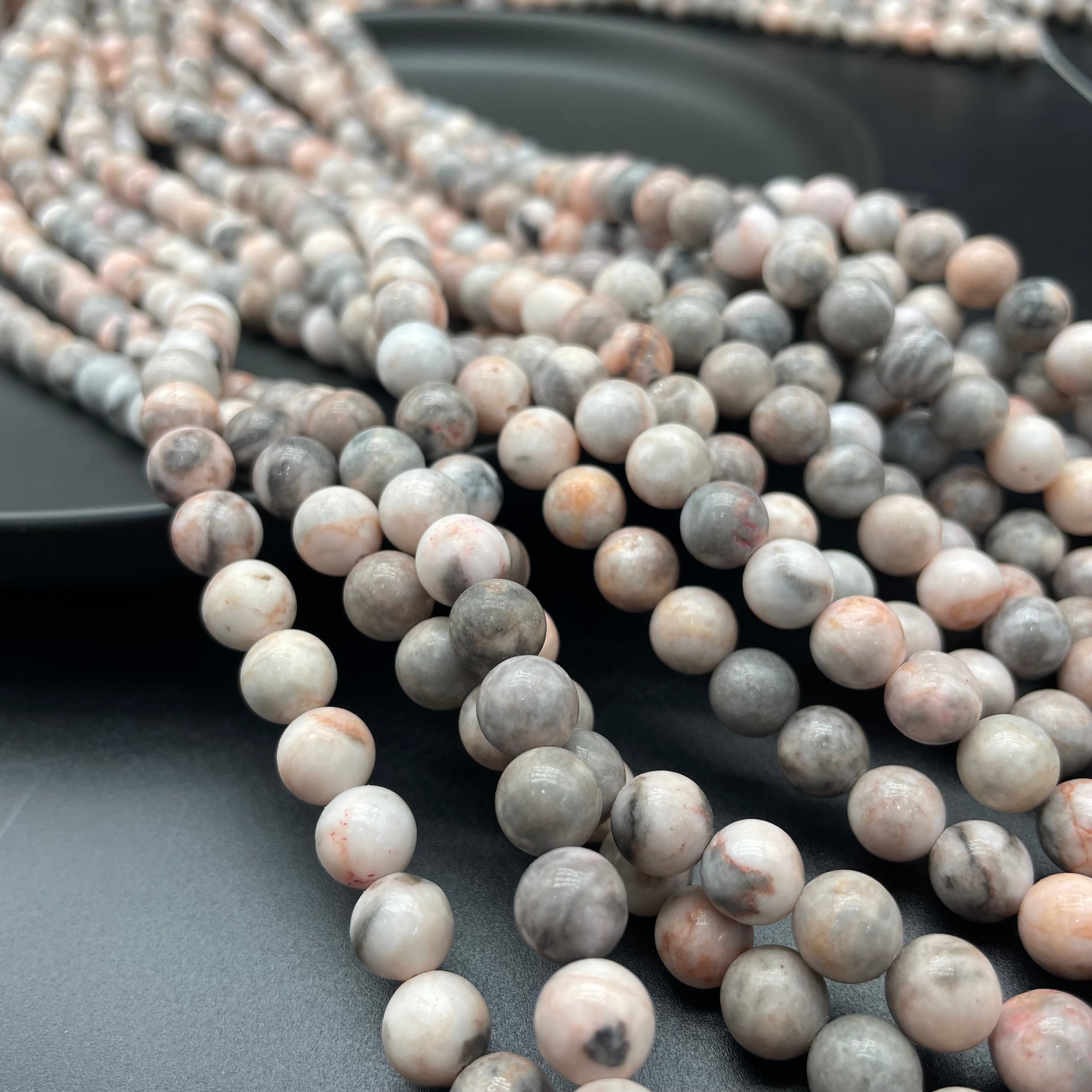 Pink Zebra Stone Beads Strands