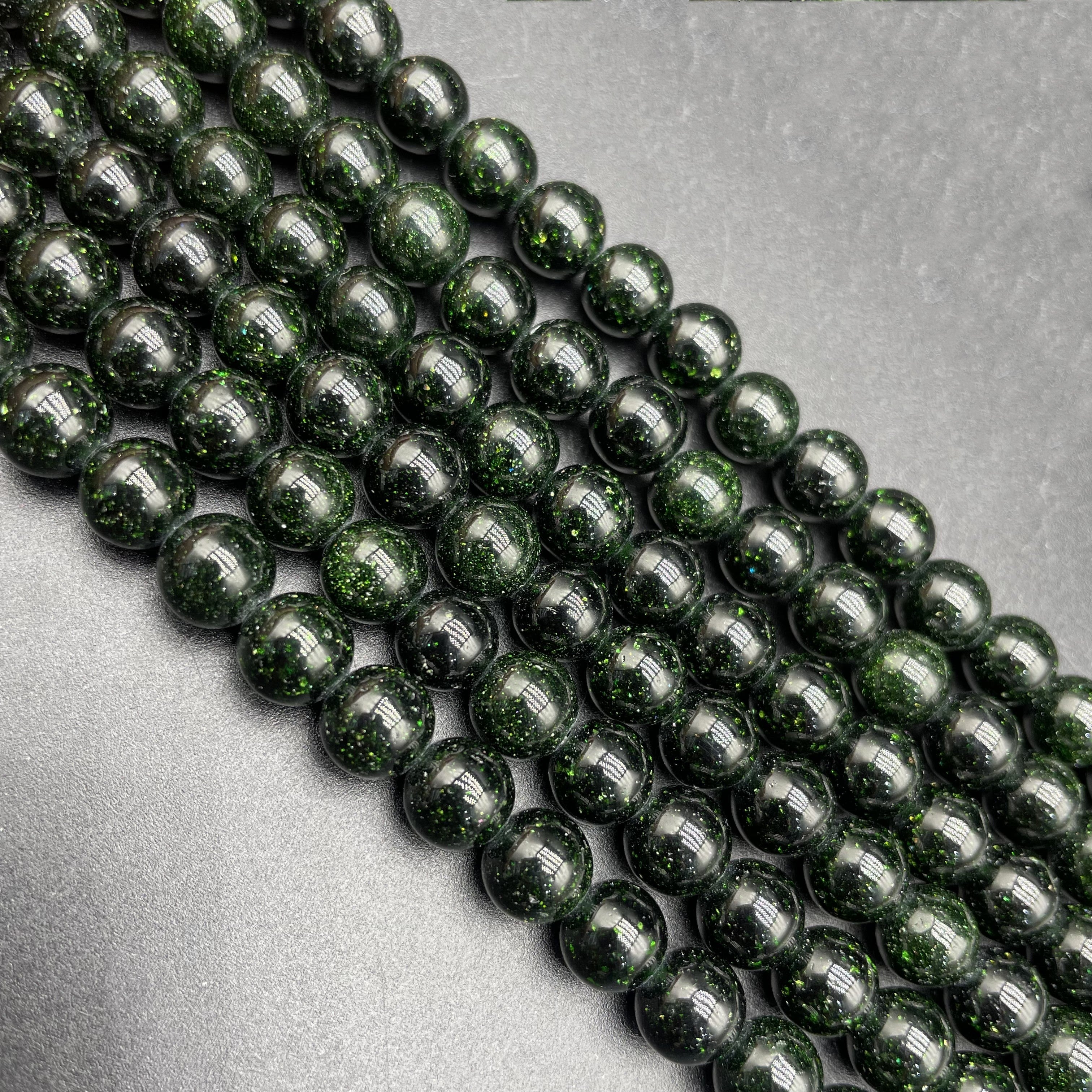 Green Sandstone Beads Strands