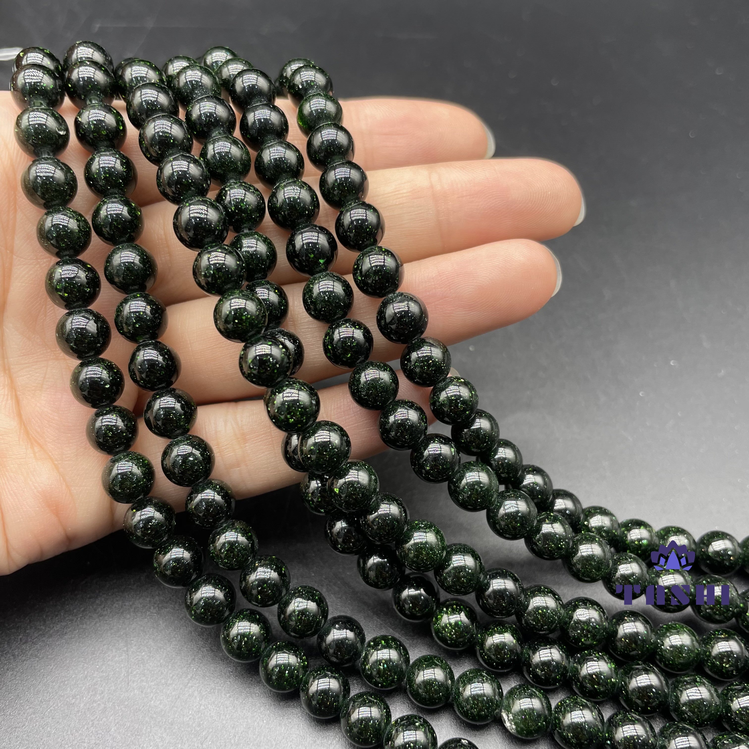 Green Sandstone Beads Strands