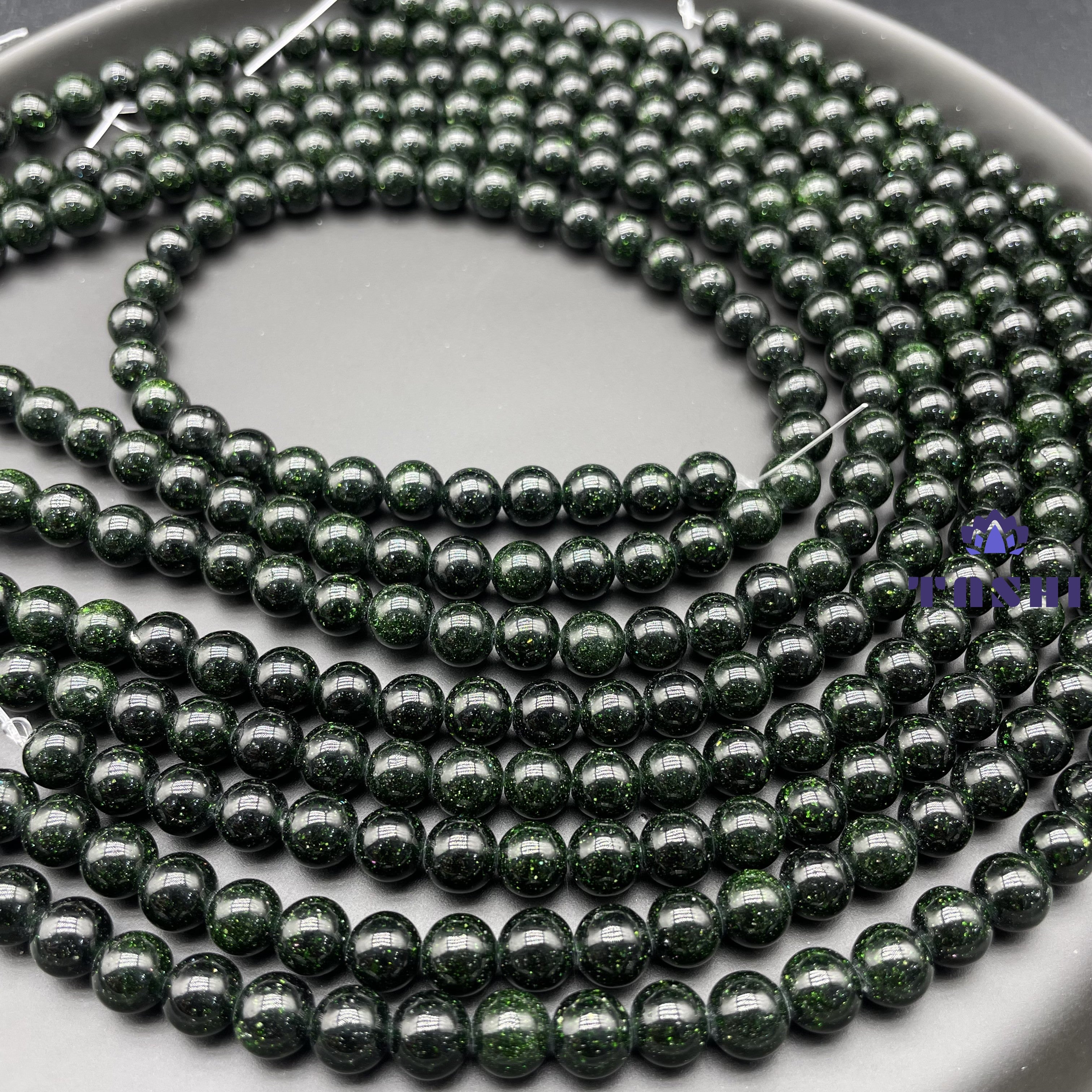 Green Sandstone Beads Strands