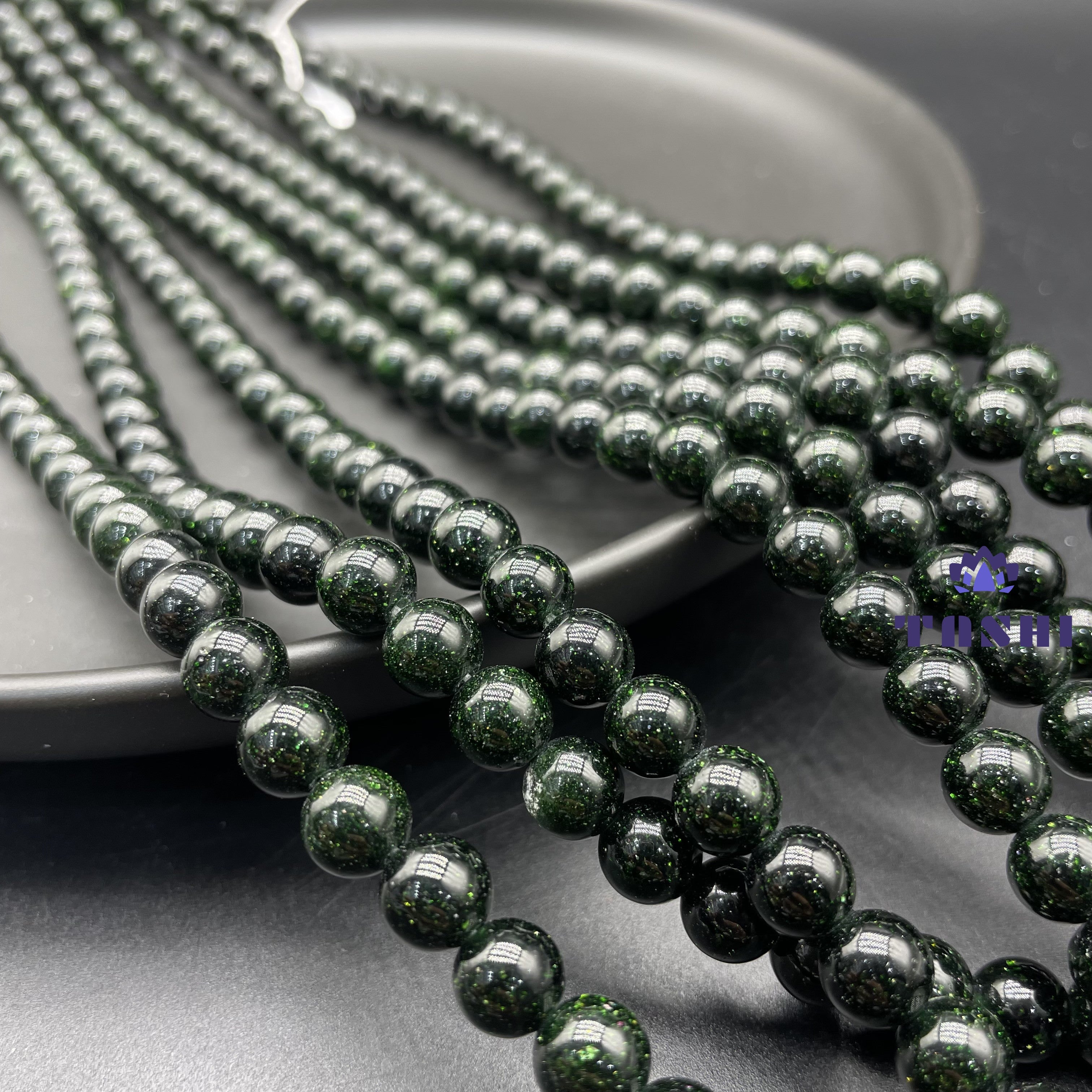 Green Sandstone Beads Strands