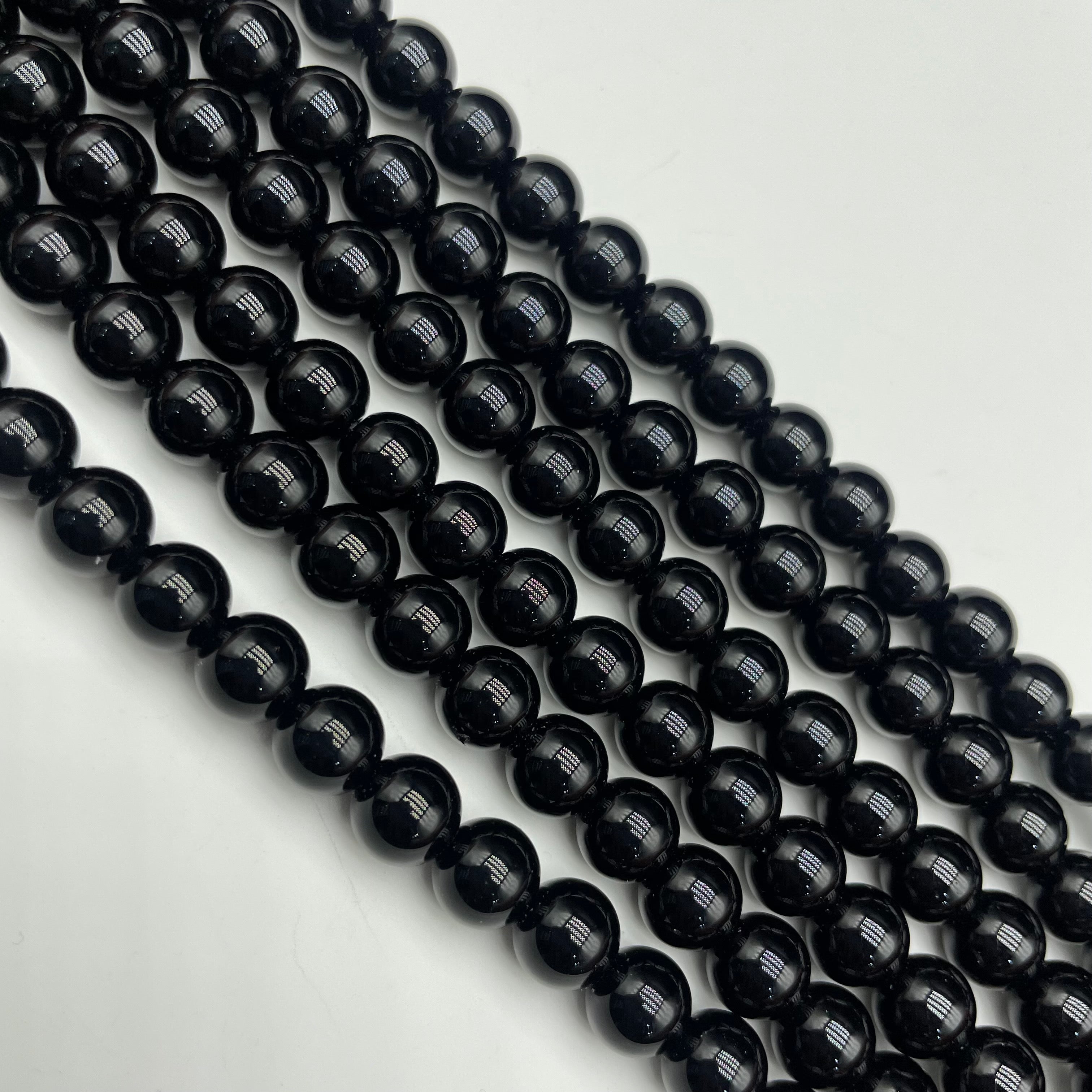 Black Obsidian Beads Strands