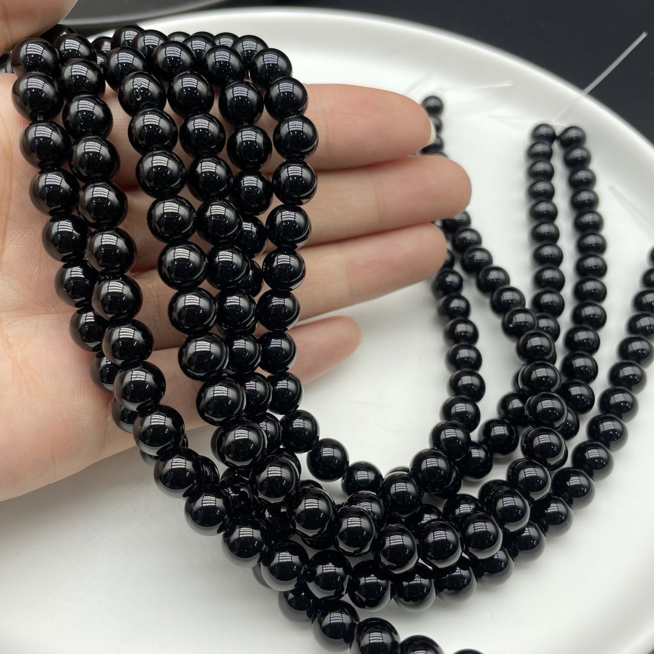 Black Obsidian Beads Strands